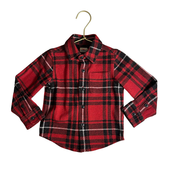Faherty Red & Black Plaid Flannel Button Down Shirt - Size 3T