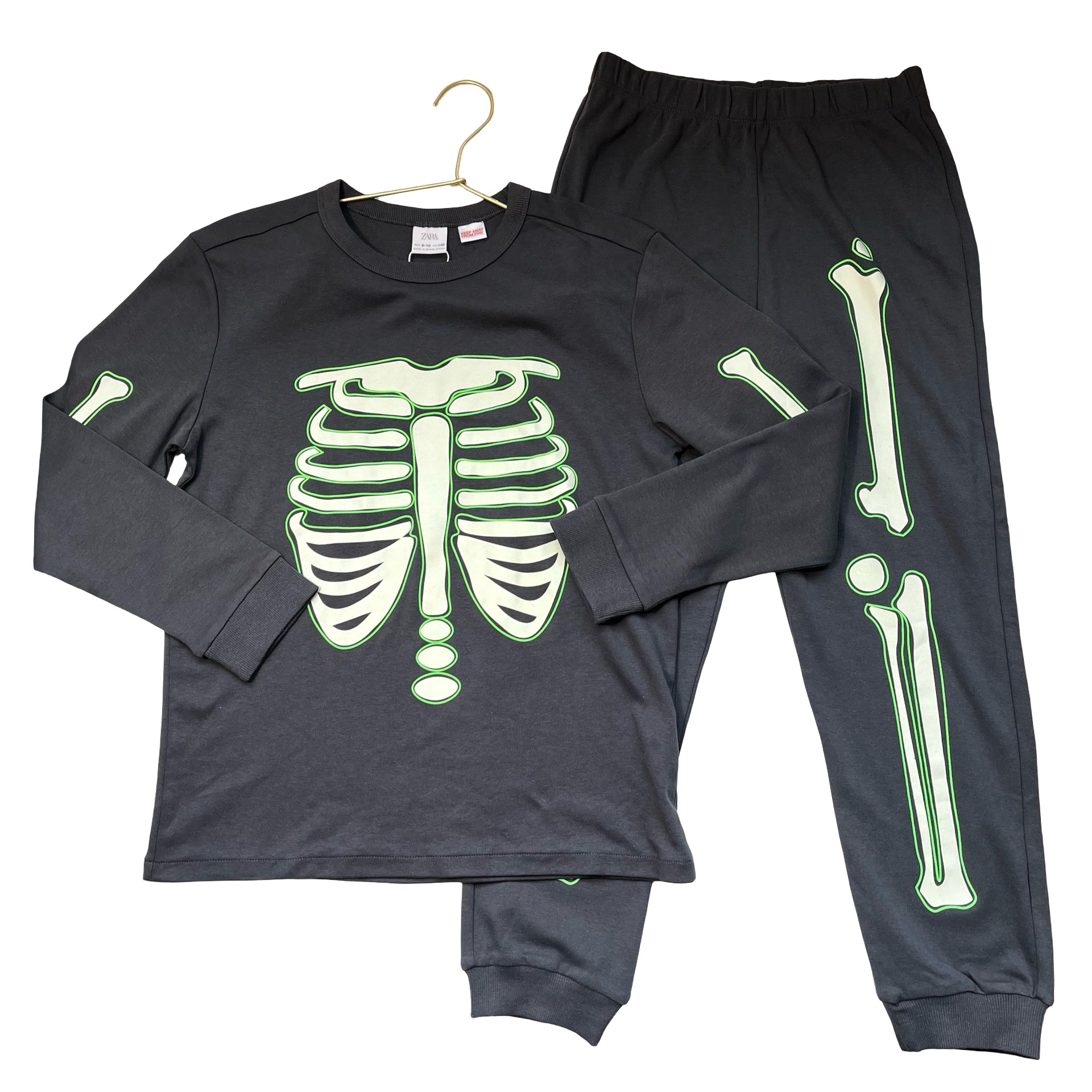 Zara Dark Gray Skeleton Top & Jogger Lounge Set - Size 9-10