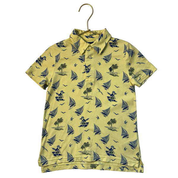 Polo Ralph Lauren Yellow Polo Bear Sailboat Print Polo Shirt - Size 5