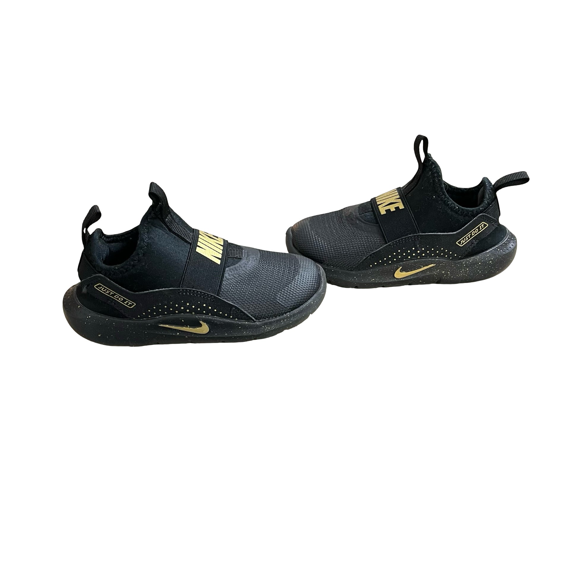 Nike Black & Gold Slip-On Sneakers - Size 9C
