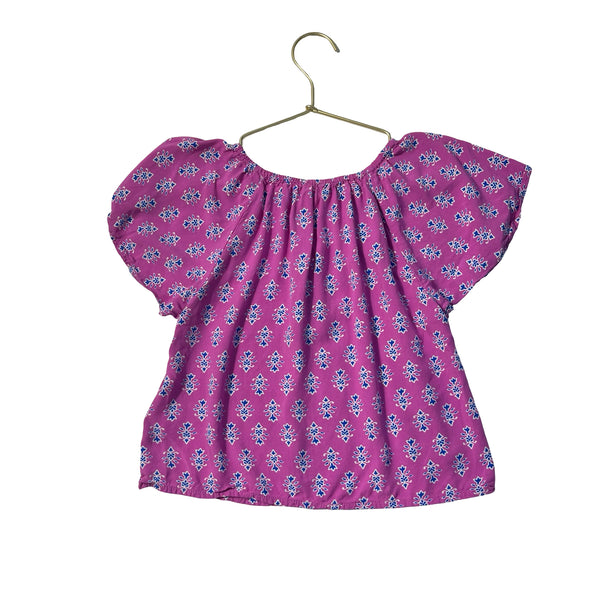 Crewcuts Purple & Blue Flower Print Top - Size 8