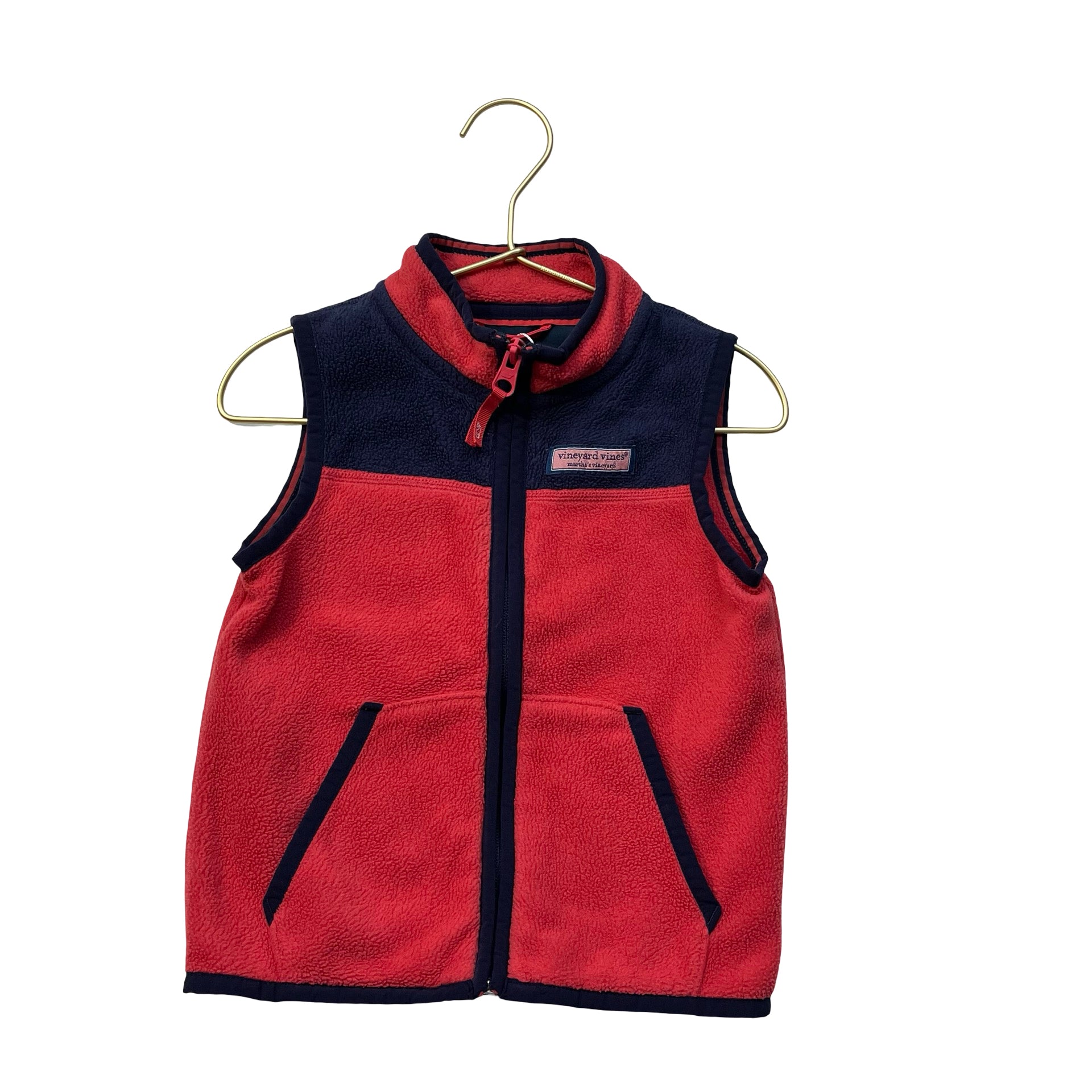 Vineyard Vines Nantucket Red & Navy Fleece Vest - Size 2T