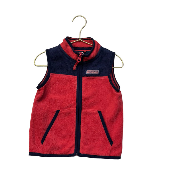 Vineyard Vines Nantucket Red & Navy Fleece Vest - Size 2T