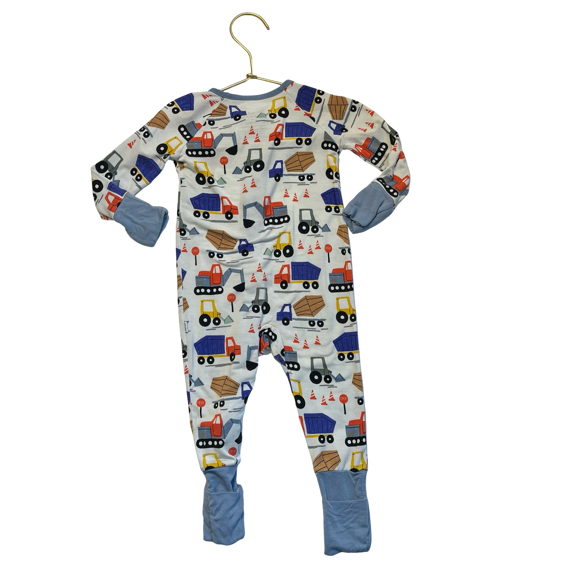 Little Sleepies Construction Truck Print One-Piece PJS - Size 3-6 Mo