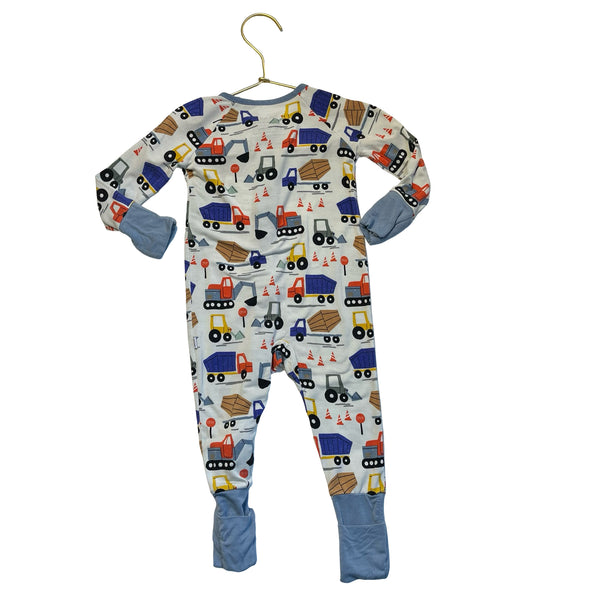 Little Sleepies Construction Truck Print One-Piece PJS - Size 3-6 Mo