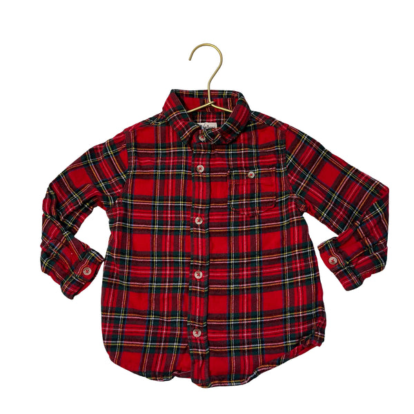 Hatley Red Plaid Flannel Button Down Shirt - Size 3