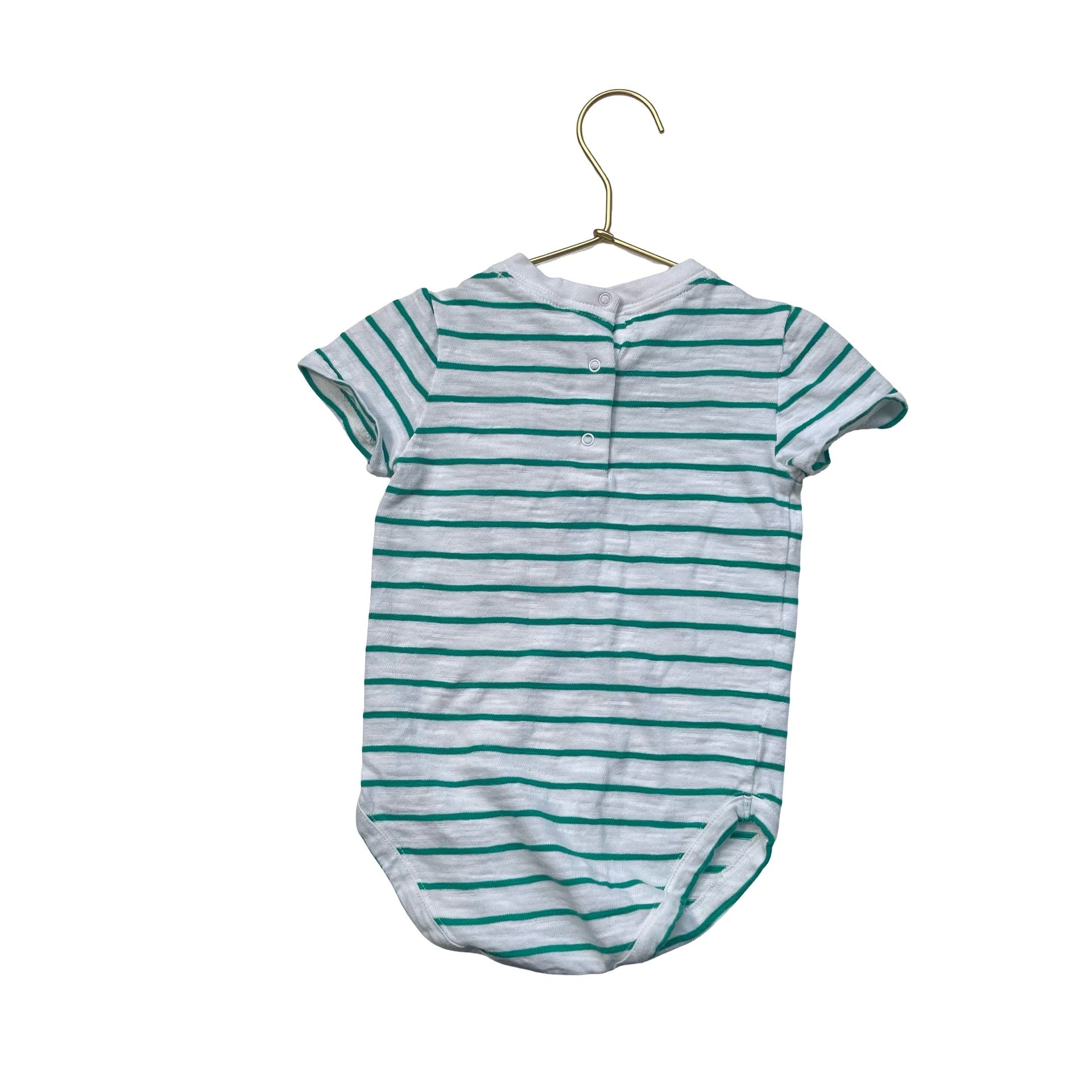 Janie and Jack White & Green Striped Onesie - Size 18-24 Mo