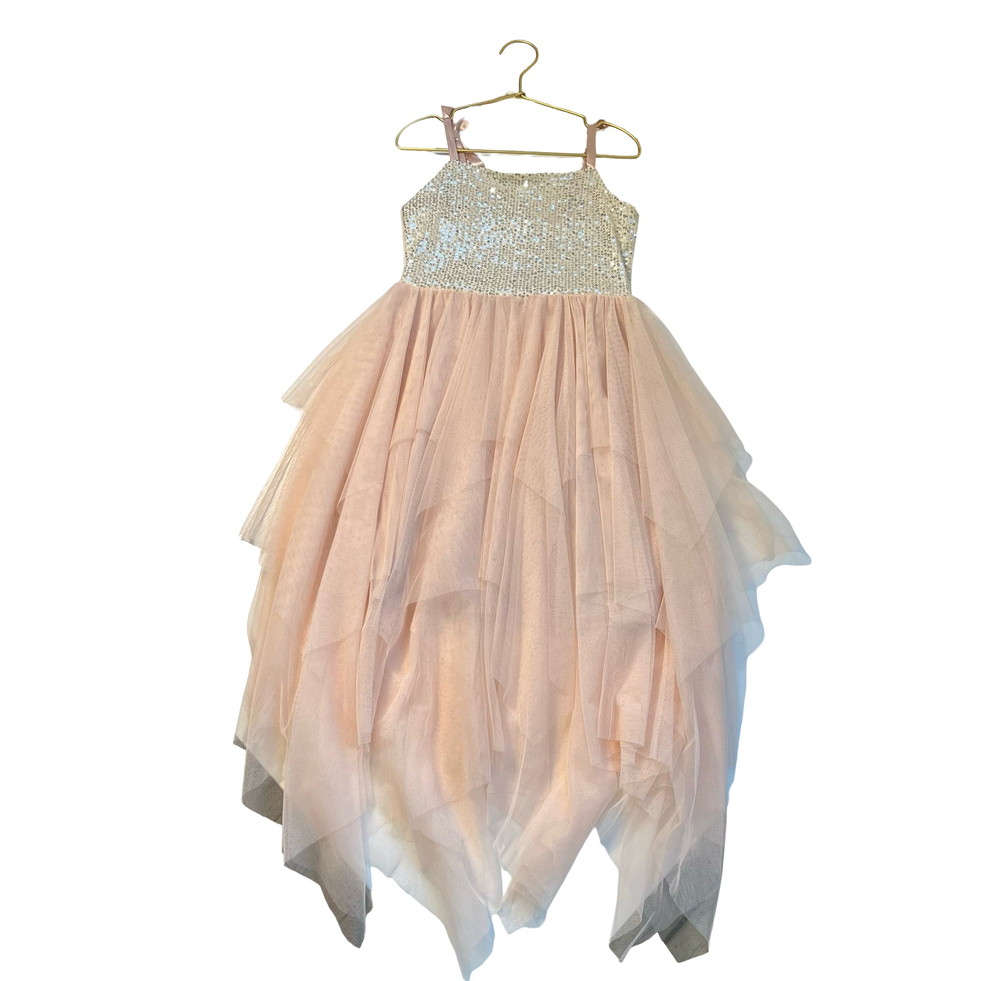 Nickie Lew Pink Tulle & Silver Sequin Dress - Size 8