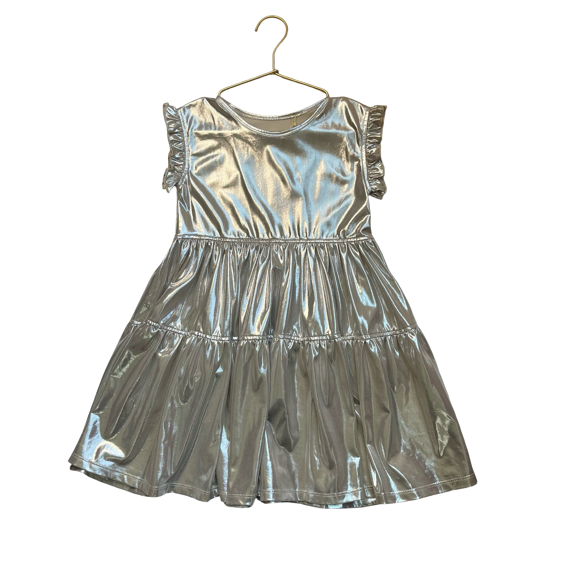 Pink Chicken Silver Metallic Dress - Size 6Y