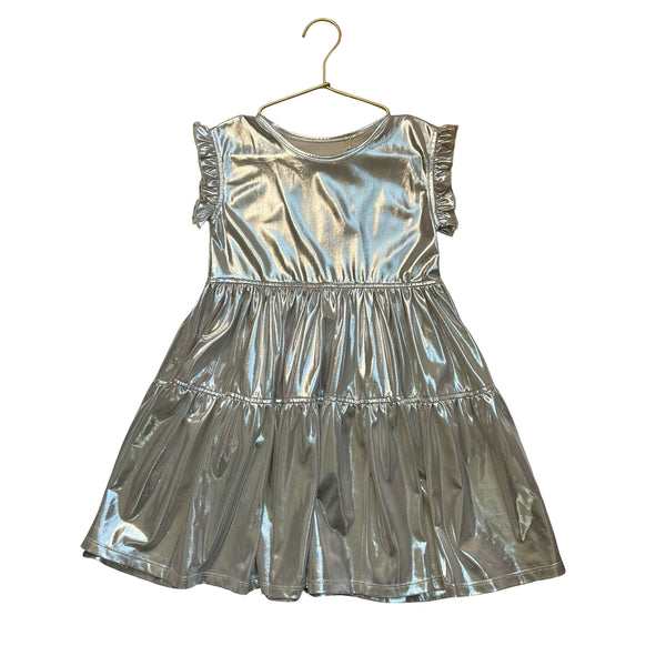 Pink Chicken Silver Metallic Dress - Size 6Y