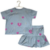 Chaser Light Blue, Purple Heart & Silver Bolt Shirt & Skort Skirt Set - Size 8