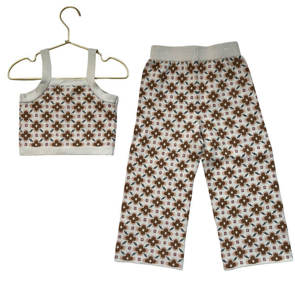 Rylee & Cru Flower Pattern Knit Tank & Wide-Leg Pants Set - Size 4-5Y