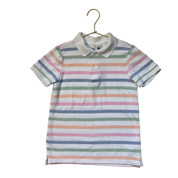 Janie and Jack White & Pastel Striped Polo Shirt - Size 8