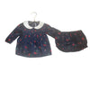 Janie and Jack Navy Floral Top & Bubble Shorts Set - Size 12-18 Mo