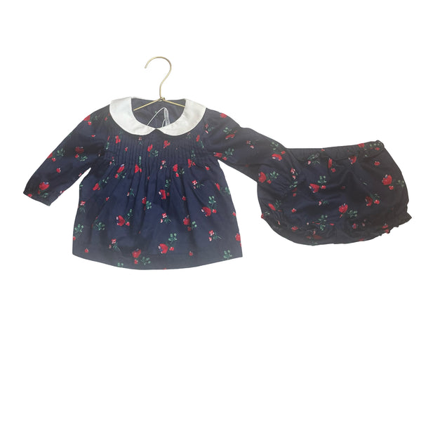 Janie and Jack Navy Floral Top & Bubble Shorts Set - Size 12-18 Mo