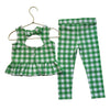 Janie and Jack Green & White Check Leggings & Peplum Tank Set - Size 2T