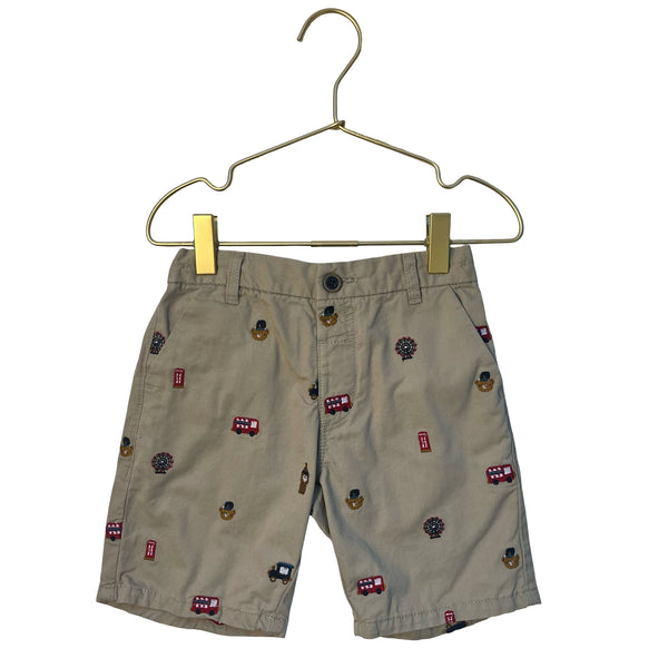 Next Khaki Embroidered London Icon Shorts - Size 5-6