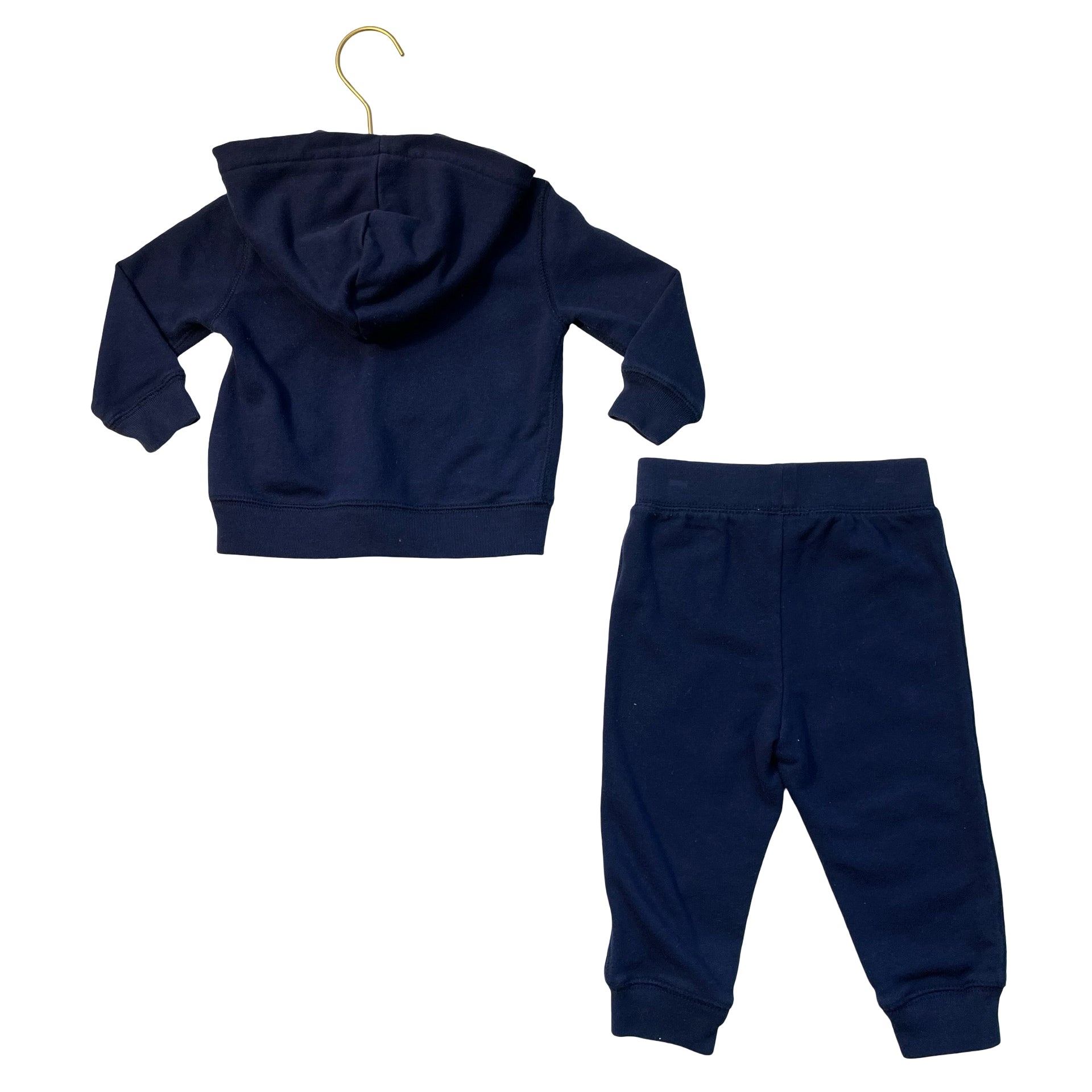 Ralph Lauren Navy Joggers & Polo Bear Zip-Up Hooded Sweatshirt - Size 12 Mo