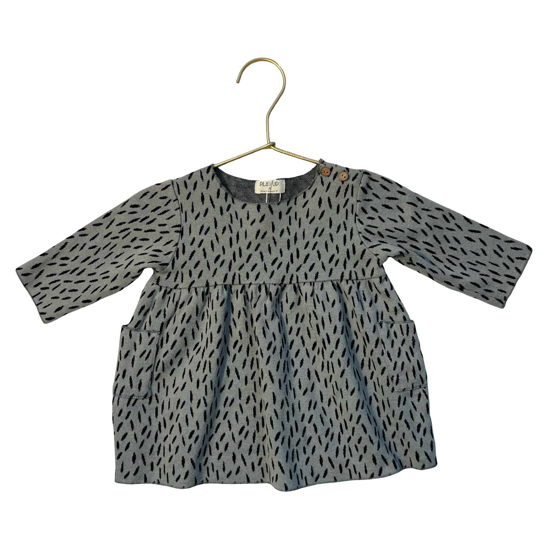 Play Up Gray & Black Pattern Cotton Knit Dress - Size 6 Mo