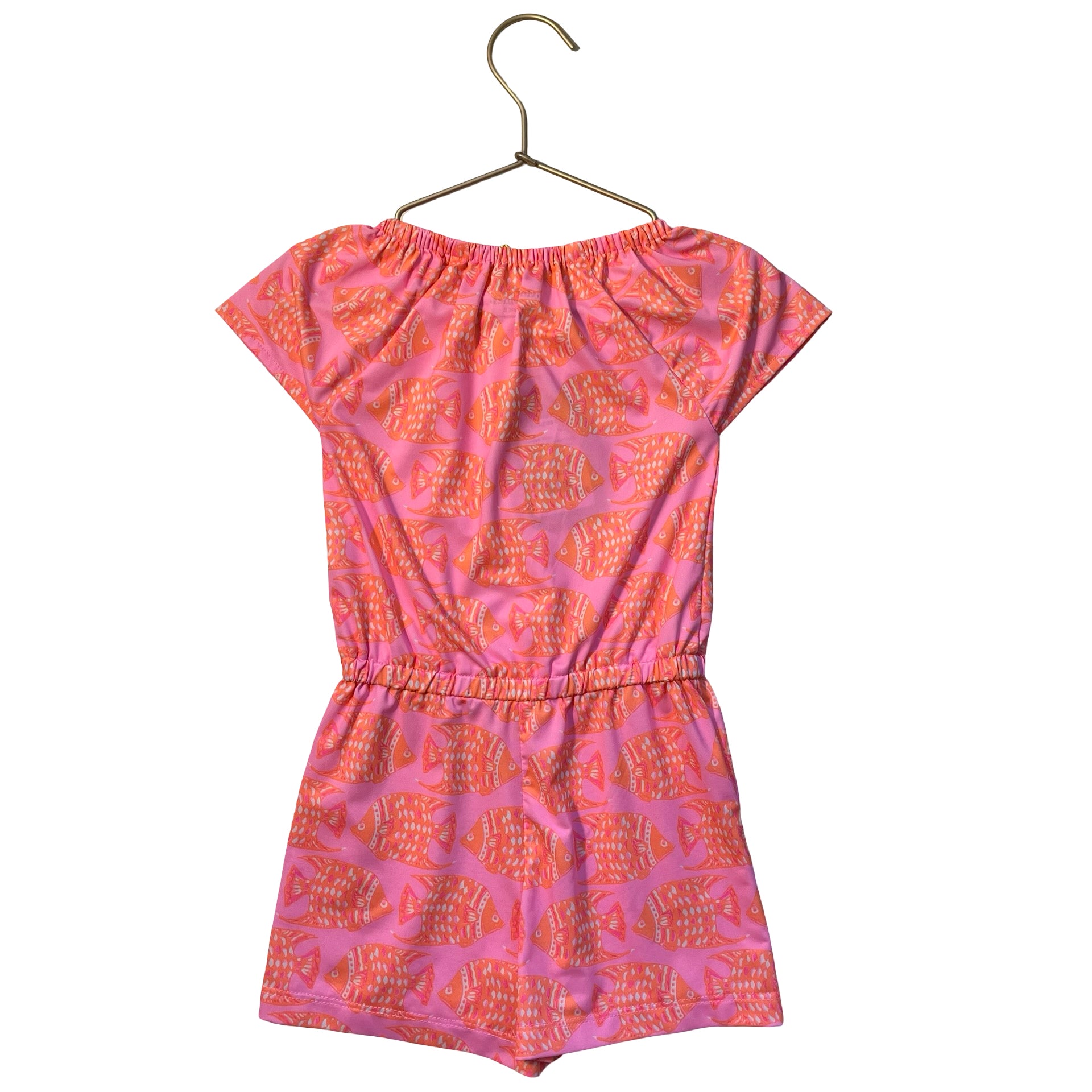 Vineyard Vines Performance Pink & Orange Fish Print Romper - Size 3