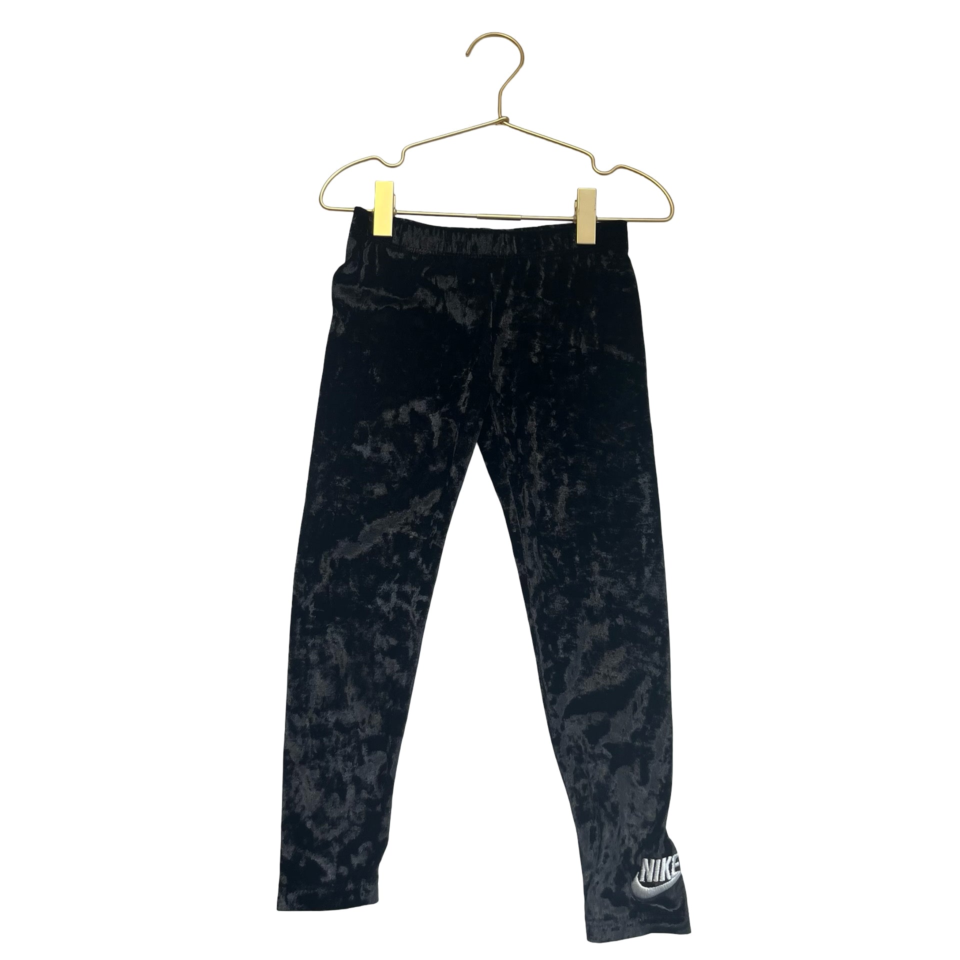 Nike Black Crushed Velvet Leggings - Size 6