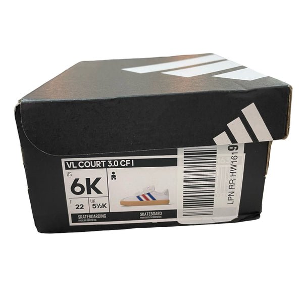 Adidas VL Court White, Blue, Red Velcro Sneakers New in Box - Size 6K