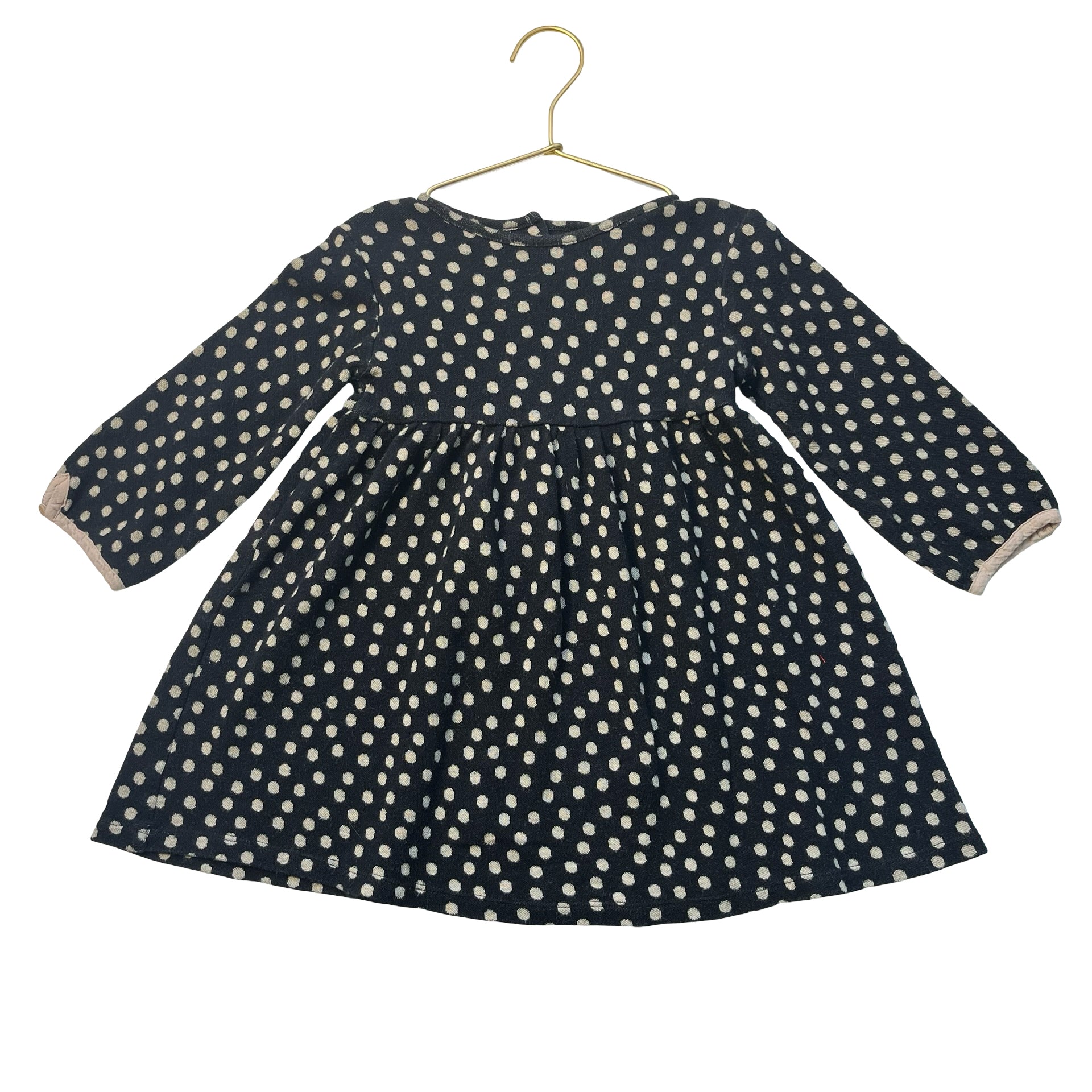Zara Black & Ivory Polka Dot Knit Dress - Size 4-5
