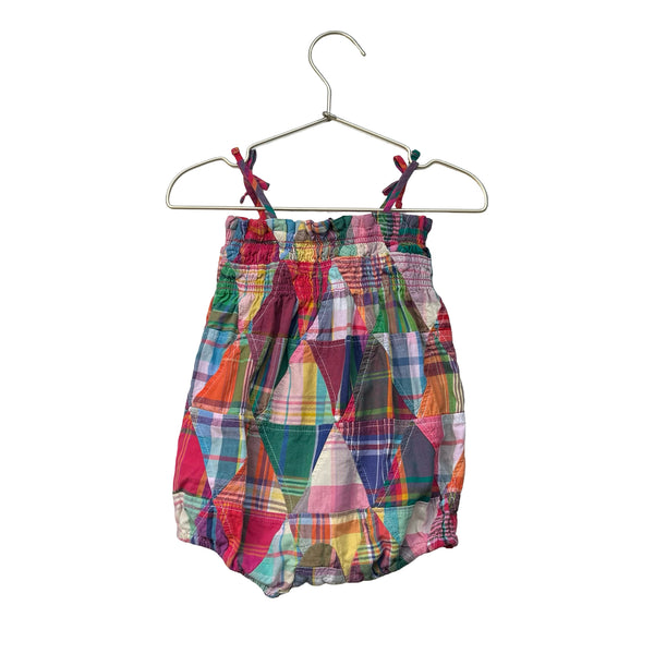 Ralph Lauren Colorful Patchwork Madras Plaid Bubble Romper - Size 9 Mo