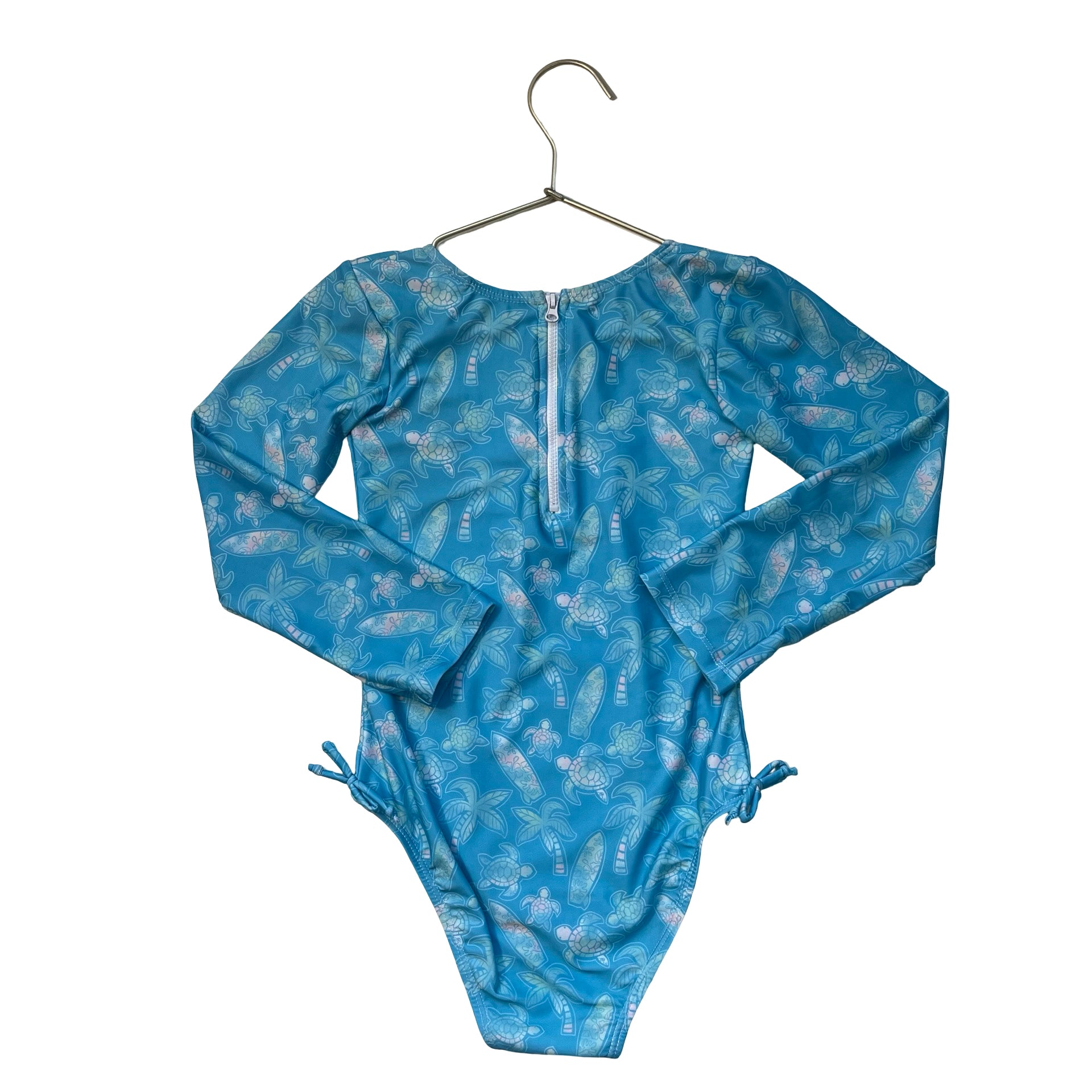 Flap Happy Light Blue Tropical Print Swim Suit - Size 8