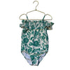 Janie and Jack Ivory & Green Floral Swim Suit - Size 5