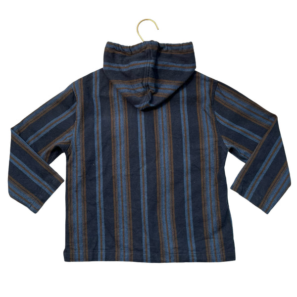 Zara Navy, Blue, Brown Striped Flannel Hooded Pullover - Size 6