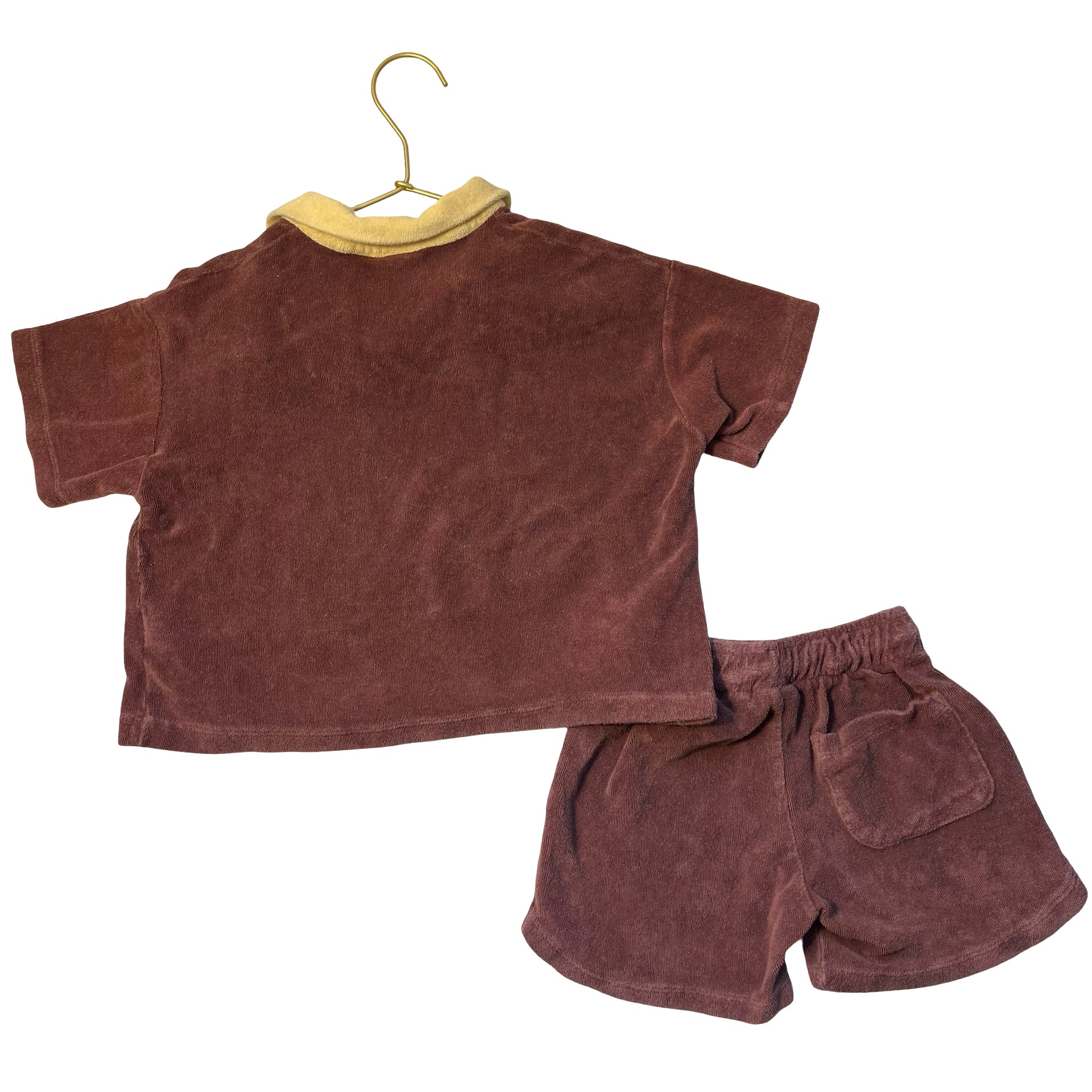 Zara Brown Terry Polo Shirt & Shorts Set - Size 5
