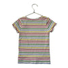 Mini Boden Ivory & Rainbow Striped Ribbed T-Shirt - Size 8-9Y