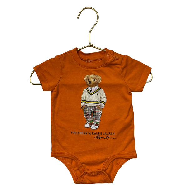 Ralph Lauren Orange Polo Bear Onesie Bodysuit - Size 3 Mo