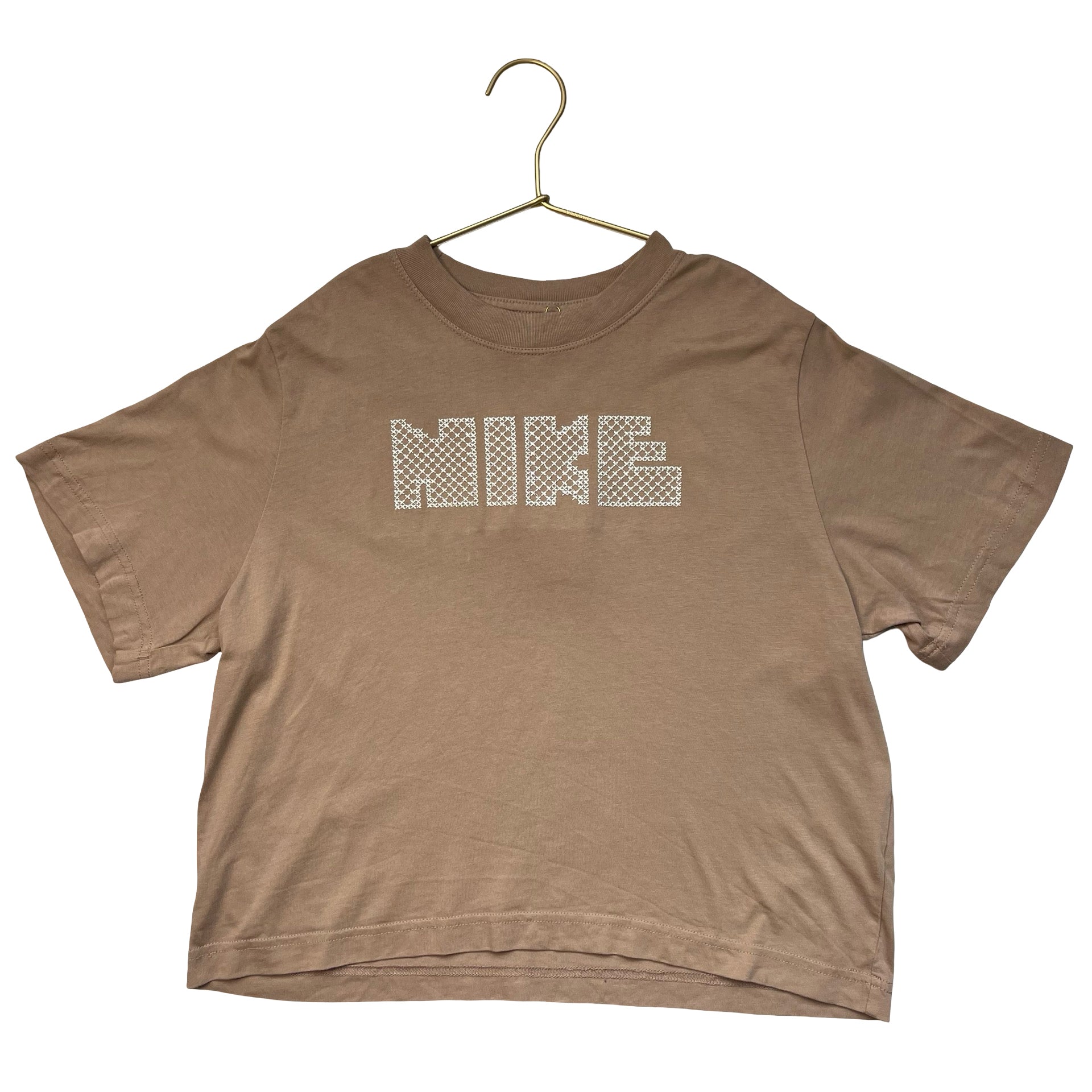 Nike Tan Needlepoint Logo T-Shirt - Size L 10-12