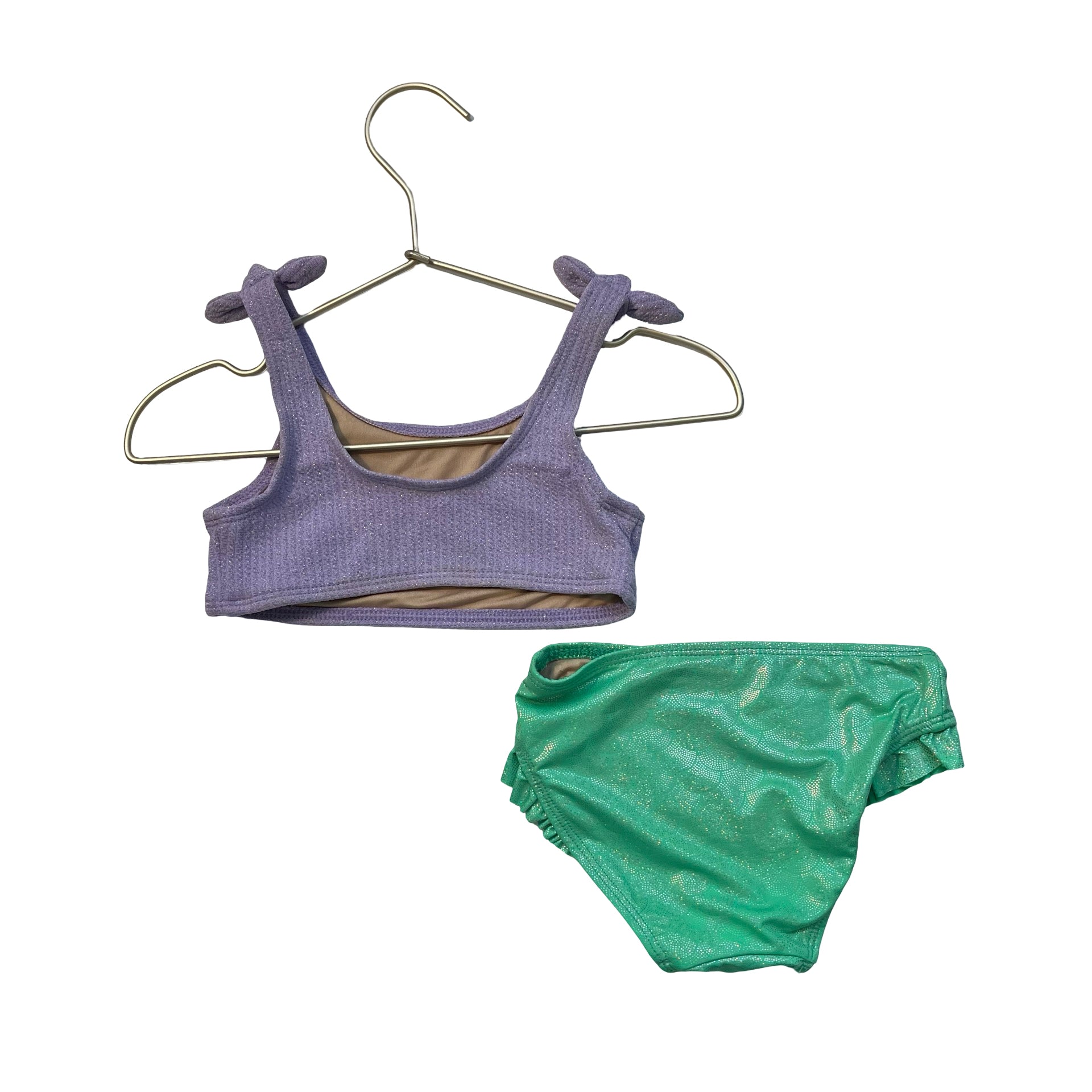 Old Navy Metallic Green & Lavender Bikini Swim Suit - Size 18-24 Mo