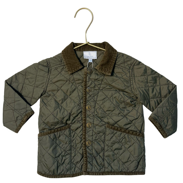 Little English Olive Green Quilted Jacket - Size 18 Mo