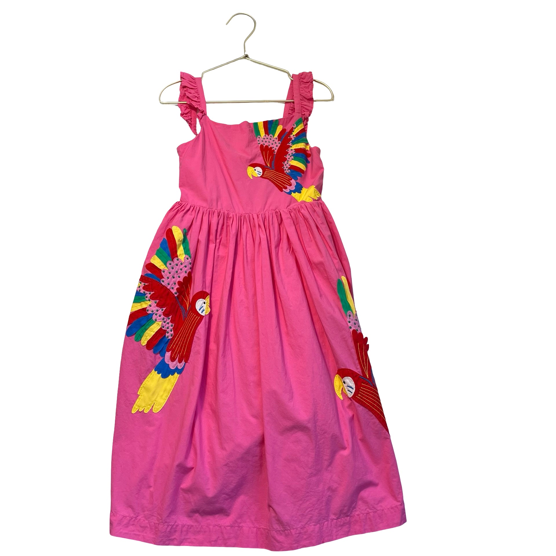 Mini Boden Pink Tropical Bird Applique Dress - Size 7-8Y