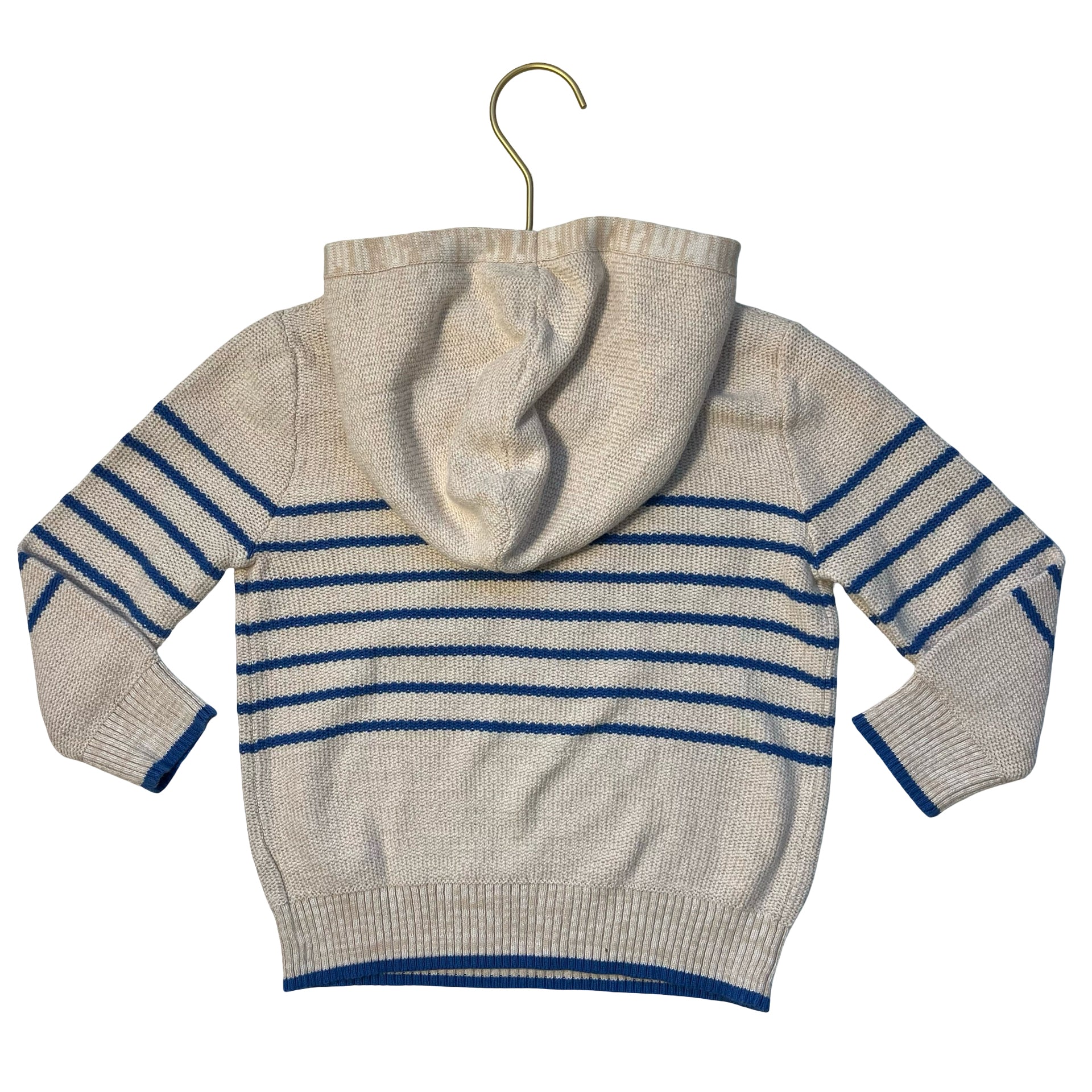 Cat & Jack Tan & Blue Striped Hooded Cotton Sweater - Size 3T