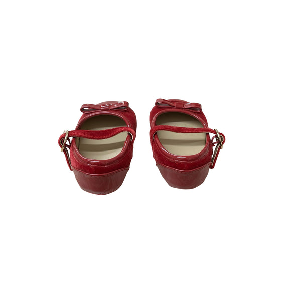 Janie and Jack Red Patent & Velvet Soft Sole Shoes - Size 6-12 Mo