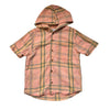 Zara Peach Plaid Hooded Button Down Shirt - Size 7