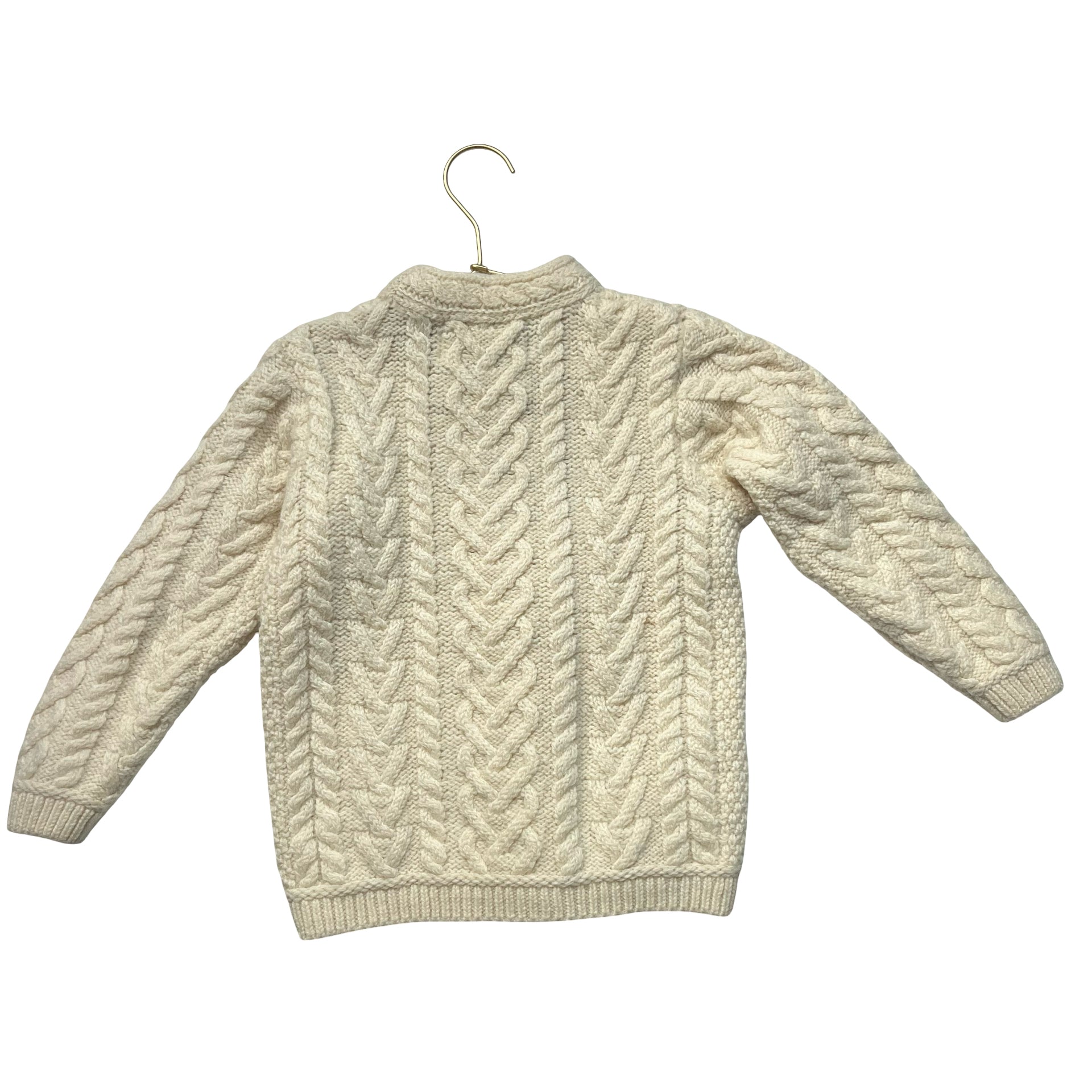 Aran Ivory 100% Wool Cable-Knit Sweater - Size 6-7Y