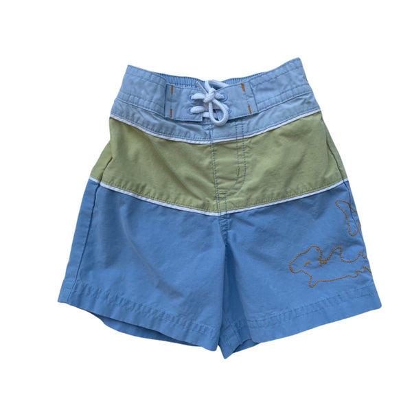 Janie and Jack Light Blue and Green Swim Trunks - Size 0-3 Months