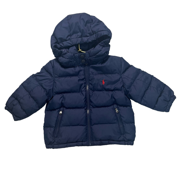 Polo Ralph Lauren Navy Hooded Puffer Winter Jacket - Size 12 Mo
