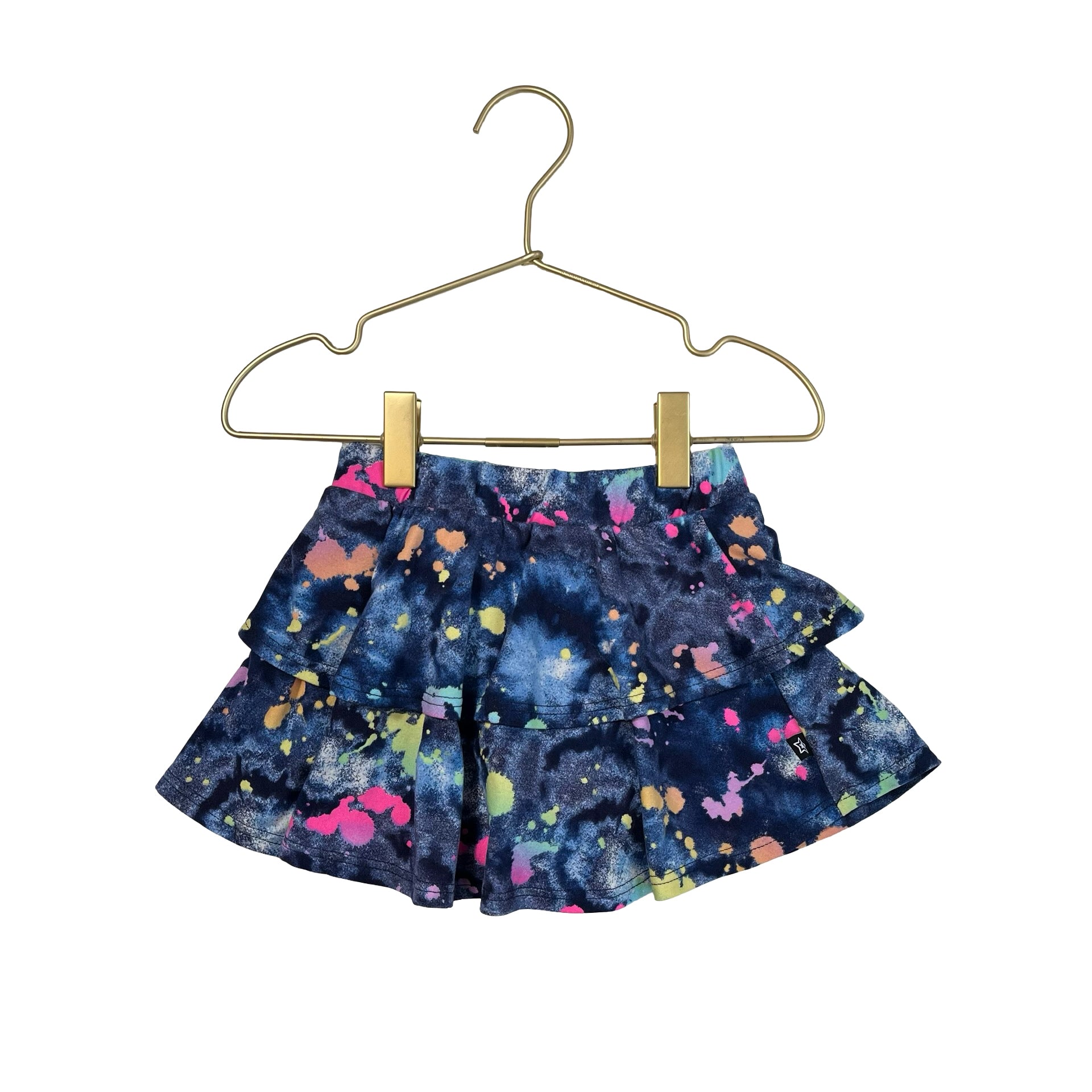 Pixie Lane Blue & Multi-Color Splatter Ruffle Skort Skirt - Size 4