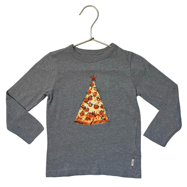 Crewcuts Gray Christmas Pizza Graphic Shirt - Size XXS 2-3