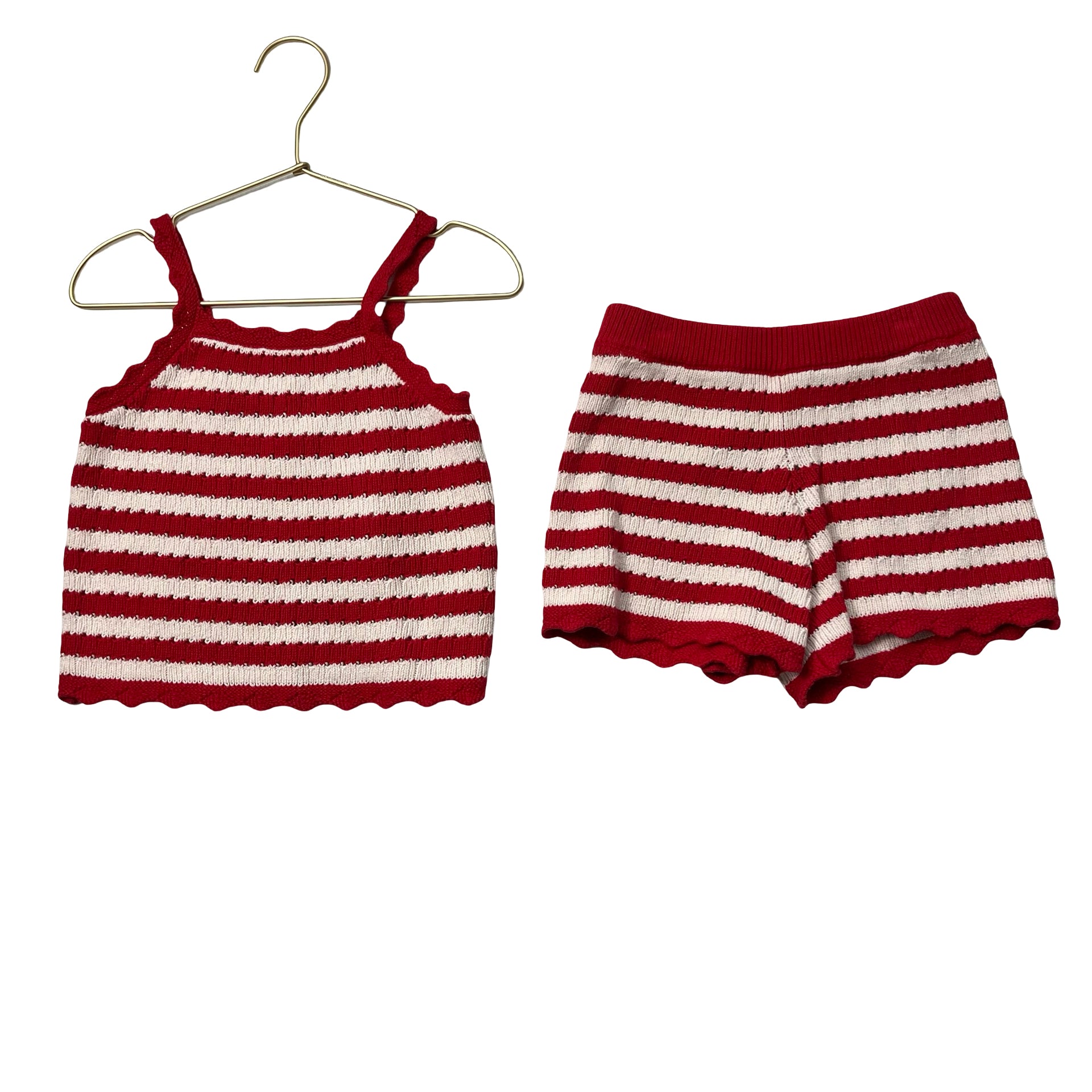 Baby Gap Red & White Striped Crochet Tank & Shorts Set - Size 4