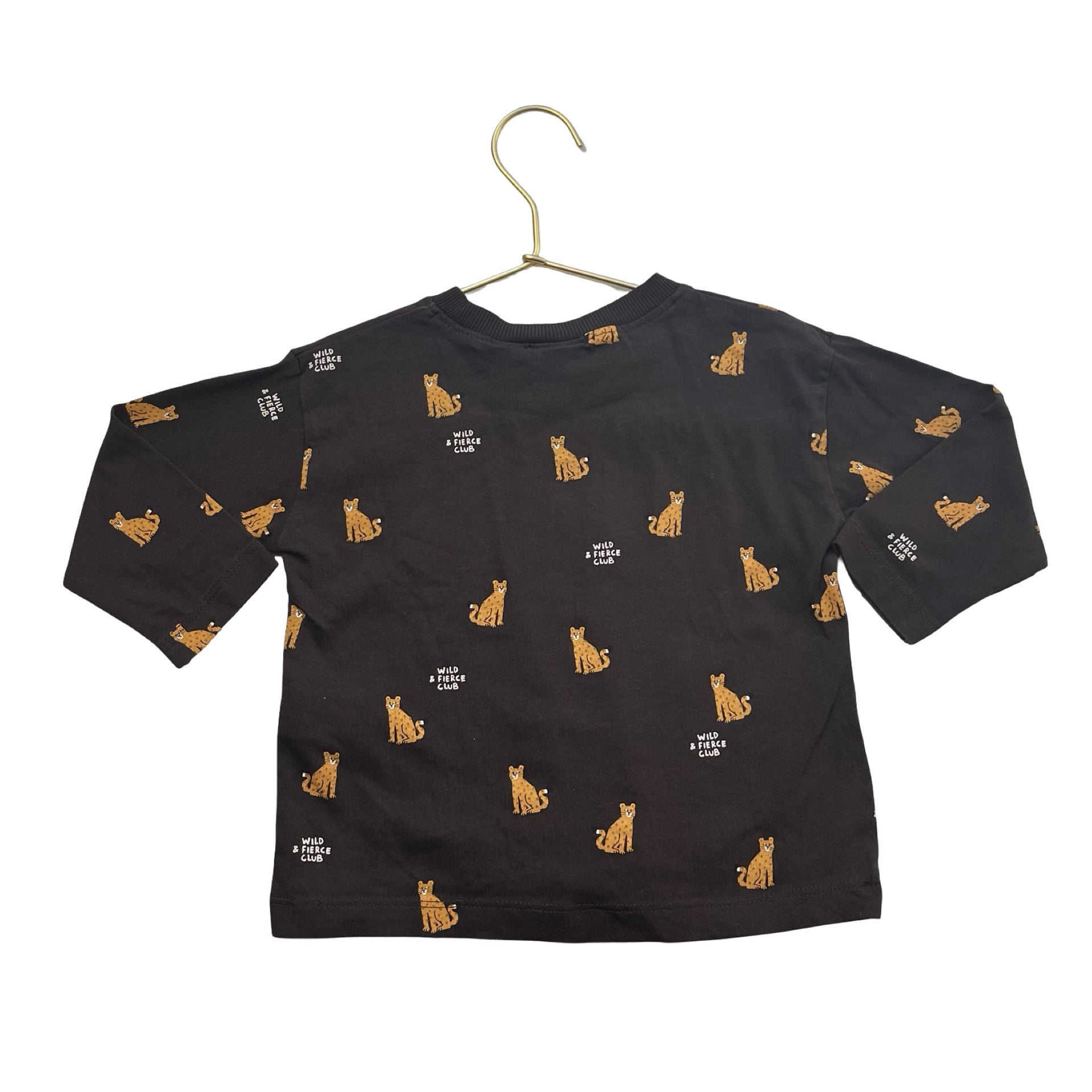 Zara Brown 'Wild & Fierce Club' Leopard Graphic Print Shirt - Size 18 Mo