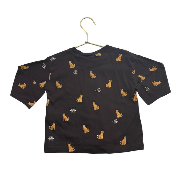 Zara Brown 'Wild & Fierce Club' Leopard Graphic Print Shirt - Size 18 Mo