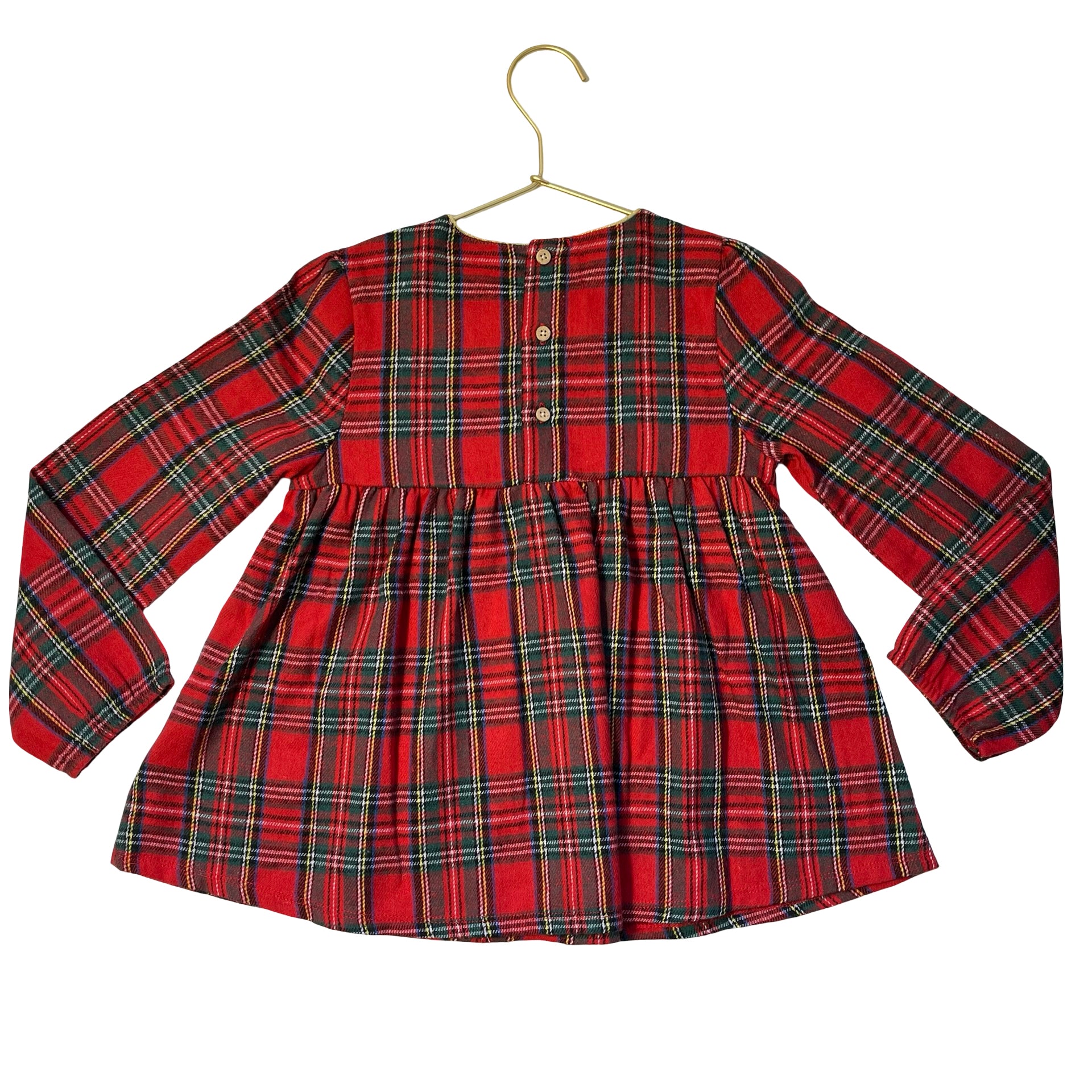 Mud Pie Embroidered Flower Red Tartan Plaid Flannel Blouse - Size 5T